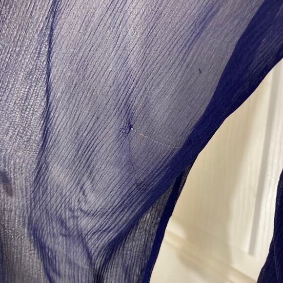 Diane von Furstenberg silk blouse Simonia Womens size 2 navy ruffled chiffon top - Picture 14 of 14